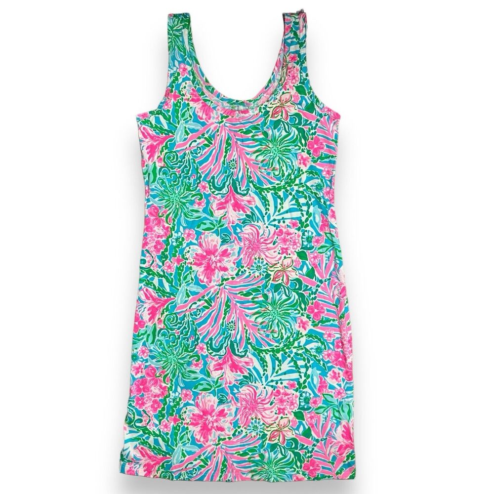 Lilly Pulitzer Newberri Tank Dress Womens XXS Amalfi Blue Tropical Floral Resort - Picture 3 of 10
